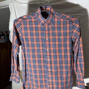 Southern Marsh Orange & Navy Plaid Button-Down Shirt